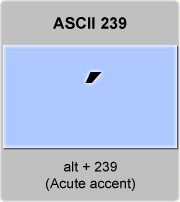 the ascii code 239 - Acute accent 