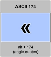 the ascii code 174 - Angle quotes, guillemets, right-pointing quotation mark 