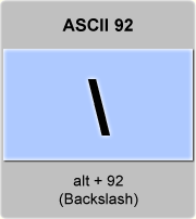 the ascii code 92 - Backslash , reverse slash 