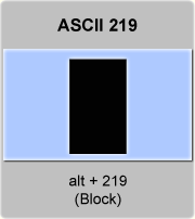 the ascii code 219 - Block, graphic character 