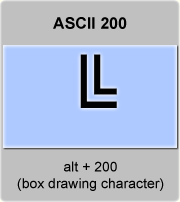 the ascii code 200 - Box drawing character double line lower left corner 