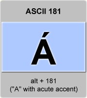 the ascii code 181 - Capital letter A with acute accent or A-acute 