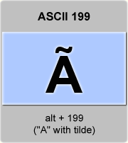 Ascii Code Capital Letter A With Tilde Or A Tilde American Standard Code For Information Interchange The Complete Ascii Table Characters Letters Vowels With Accents Consonants Signs Symbols Numbers Capital Letter A Tilde Ascii 199 Ascii