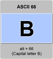 the ascii code 66 - Capital letter B 