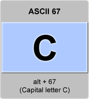 the ascii code 67 - Capital letter C 