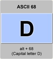 the ascii code 68 - Capital letter D 