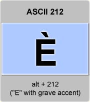the ascii code 212 - Capital letter E with grave accent 