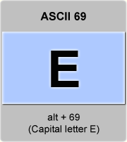 ASCII code E , Capital letter E, American Standard Code for Information ...