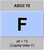 the ascii code 70 - Capital letter F  