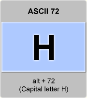 the ascii code 72 - Capital letter H  
