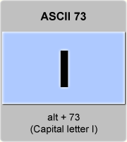 the ascii code 73 - Capital letter I  