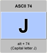 the ascii code 74 - Capital letter J  