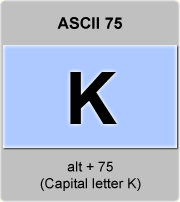 the ascii code 75 - Capital letter K  