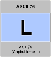 Ascii Code L Capital Letter L American Standard Code For Information Interchange The Complete Ascii Table Characters Letters Vowels With Accents Consonants Signs Symbols Numbers Capital Letter L Uppercase Ascii 76 Ascii Art