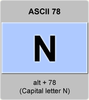 the ascii code 78 - Capital letter N  