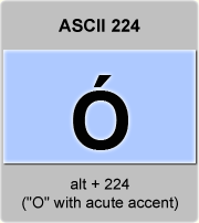 ASCII code Capital letter O with acute accent or O-acute, American ...