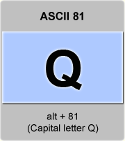 the ascii code 81 - Capital letter Q  
