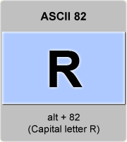 the ascii code 82 - Capital letter R  