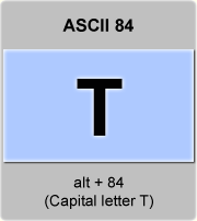 the ascii code 84 - Capital letter T  