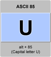 the ascii code 85 - Capital letter U  