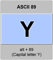 the ascii code 89 - Capital letter Y  