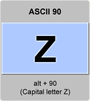 the ascii code 90 - Capital letter Z  