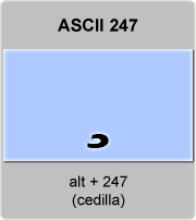 the ascii code 247 - cedilla 