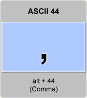 the ascii code 44 - Comma 