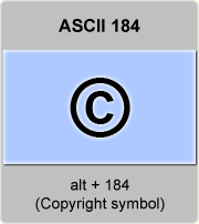 the ascii code 184 - Copyright symbol 