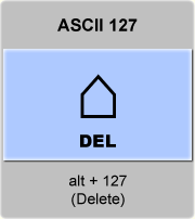 the ascii code 127 - Delete 