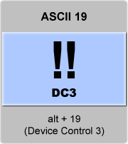 the ascii code 19 - Device control 3 