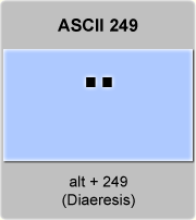 the ascii code 249 - Diaresis 