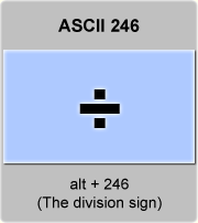 the ascii code 246 - The division sign ; Obelus 