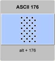 the ascii code 176 - Graphic character, low density dotted 