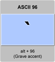 the ascii code 96 - Grave accent 