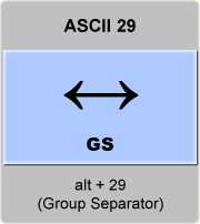the ascii code 29 - Group separator 
