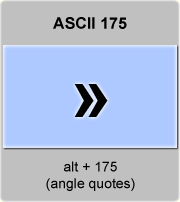 the ascii code 175 - Guillemets, angle quotes, left-pointing quotation marks 