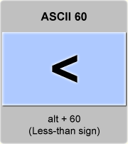 the ascii code 60 - Less-than sign 