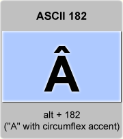 the ascii code 182 - Letter A with circumflex accent or A-circumflex 