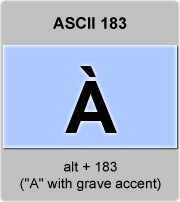 the ascii code 183 - Letter A with grave accent 