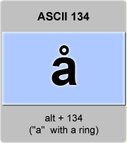 the ascii code 134 - letter a with a ring 
