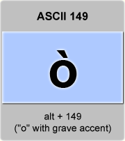 the ascii code 149 - letter o with grave accent 