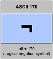the ascii code 170 - Logical negation symbol 