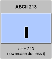the ascii code 213 - Lowercase dot less i 