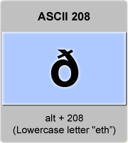 the ascii code 208 - Lowercase letter eth 