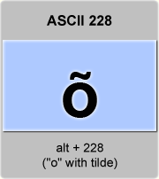 the ascii code 228 - Lowercase letter o with tilde or o-tilde 