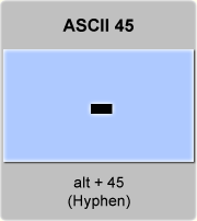 the ascii code 45 - Hyphen , minus sign 