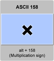 the ascii code 158 - Multiplication sign 