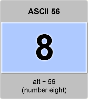 the ascii code 56 - number eight 