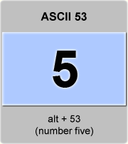 the ascii code 53 - number five 